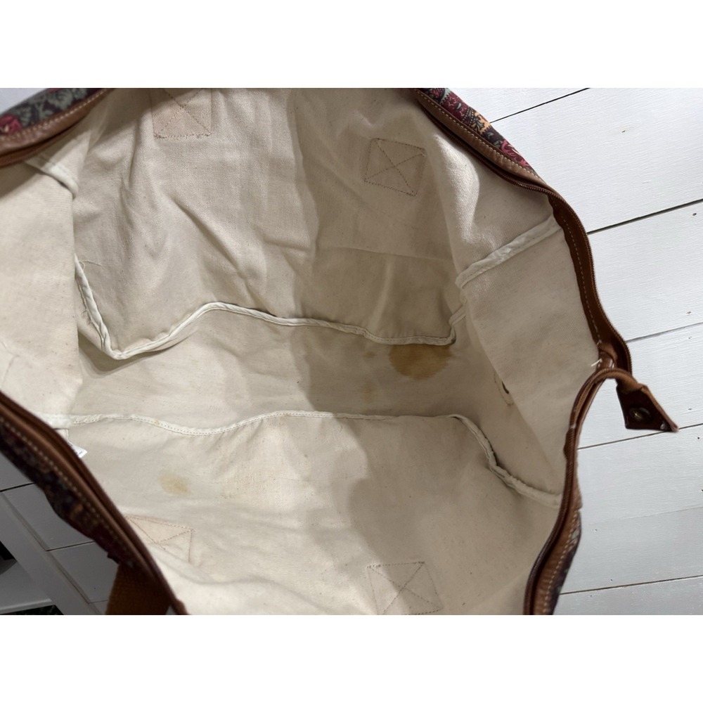 VTG Laura Ashley Large Dark Floral Cotton Canvas‎ Duffle Overnight Tote Bag -USA - Picture 8 of 11